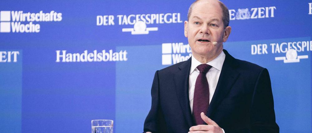 Bundesfinanzminister Olaf Scholz SPD im Rahmen der Konferenz "Europe 2021" in den RBB Studios in Berlin.