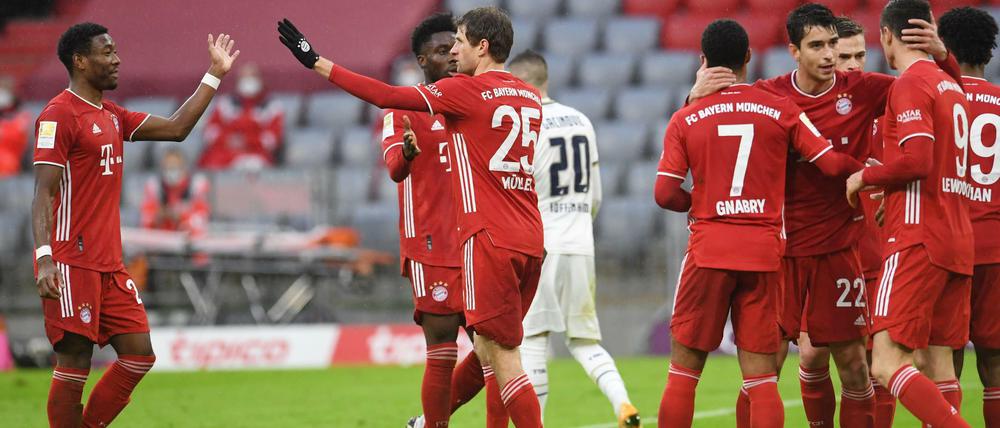 Jubel bei den Bayern: Die Münchner setzten sich mit 4:1 gegen Hoffenheim durch.