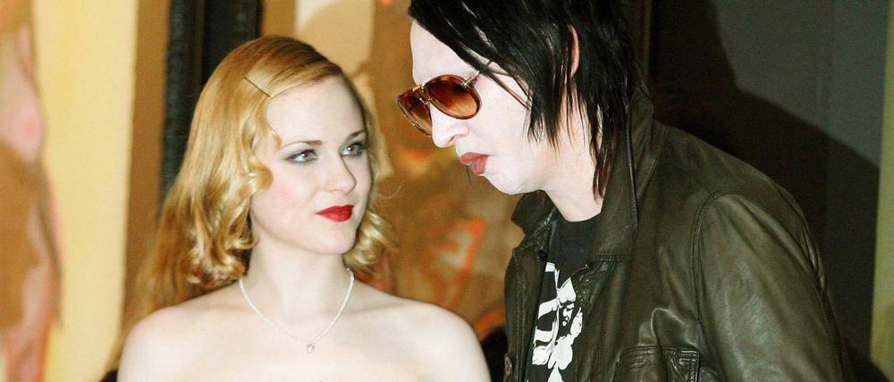 Sänger Marilyn Manson (rechts) mit Schauspielerin Evan Rachel Wood 2007 in Köln