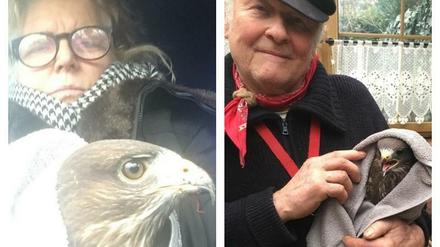 Vorsichtig wickelten die Nachbarn den Vogel in ein Handtuch.