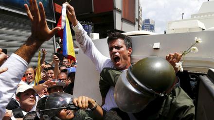 Leopoldo López bei den Massenprotesten gegen Nicolás Maduro 2014
