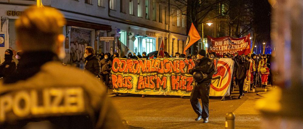 Bereits Ende Januar wurde in Prenzlauer Berg gegen ein Querdenker-Treffen demonstriert.