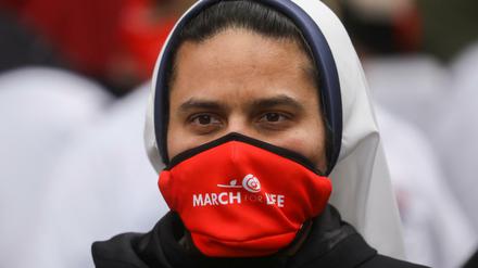 Eine Abtreibungsgegnerin beim jährlichen "March for Life" Ende Januar in Washington D.C. 