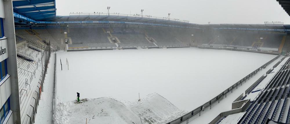 So sah es Sonntagmittag im Stadion von Arminia Bielefeld aus. 