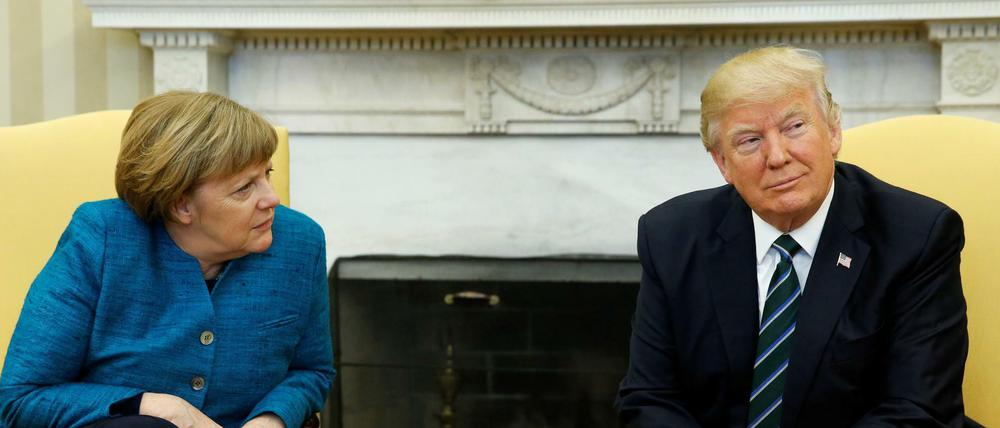 Kanzlerin Angela Merkel bei ihrem Treffen mit Donald Trump 2017 in Washington