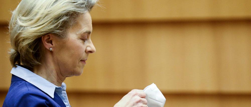 EU-Kommissionschefin Ursula von der Leyen am Mittwoch im Europaparlament in Brüssel.