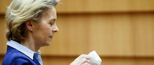EU-Kommissionschefin Ursula von der Leyen am Mittwoch im Europaparlament in Brüssel.