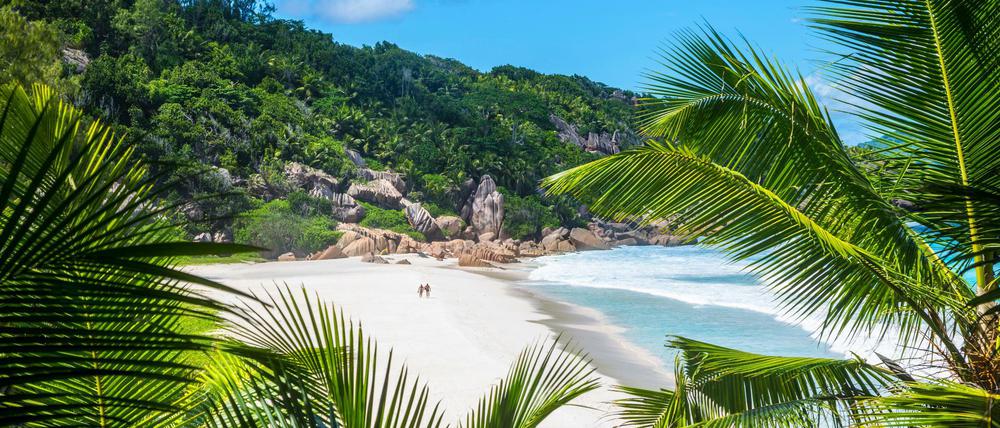Ein Strand auf den Seychellen.