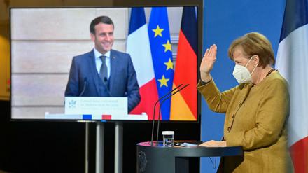 Die Bundeskanzlerin Angela Merkel (CDU) und der französischen Präsidenten Emmanuel Macron.