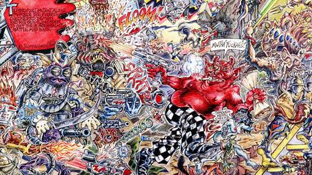Diabolisches Wimmelbild: S. Clay Wilsons bekannteste Figur, The Checkered Demon, in Aktion.