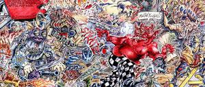 Diabolisches Wimmelbild: S. Clay Wilsons bekannteste Figur, The Checkered Demon, in Aktion.