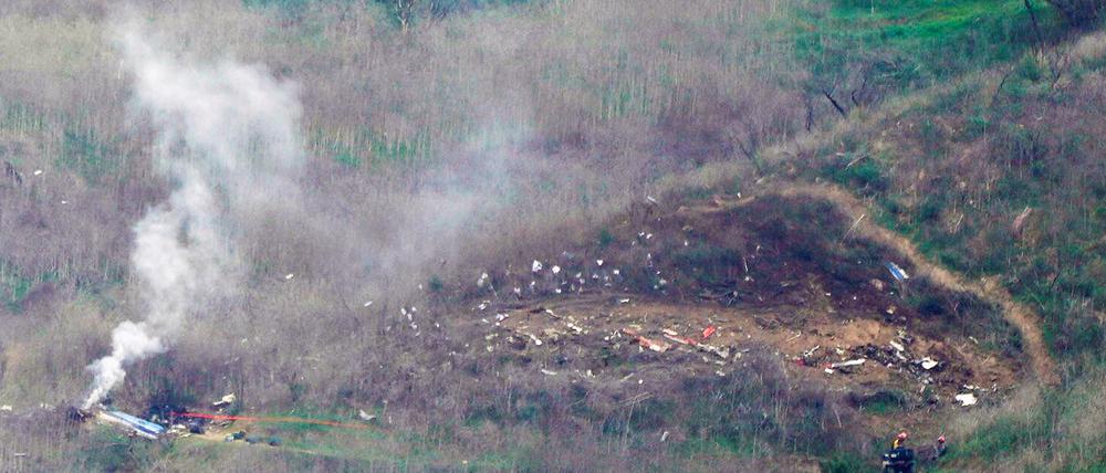 Luftaufnahme von dem Ort des Unglücks in Calabasas, California.