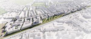 Der Entwurf von Nöfer Gesellschaft von Architekten mbH, CSKA l Christoph Kohl Stadtplaner Architekten, Fugmann Janotta Partner Landschaftsarchitekten, STADT+VERKEHR Ingenieurbüro Terfort, Buro Happold.