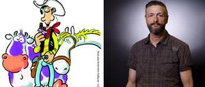 Lucky Luke samt Gefährten, gezeichnet von Ralf König (rechts).