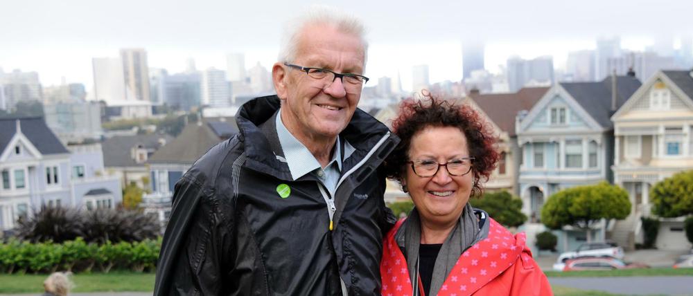 Grüne beschreiben Gerlinde Kretschmann als "herzensgute" Frau. Hier mit ihrem Mann in San Francisco.