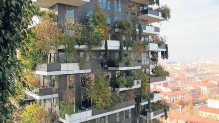 Das andere Baumhaus. In Mailand steht der „Bosco Verticale“, der vertikale Wald des italienischen Architekten Stefano Boeri. Pflanzen spenden Schatten und bilden Sauerstoff. Er könnte Vorbild für das „Europäische Bauhaus“ sein.