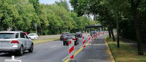 Auch als Beitrag zur grüneren Stadt gedacht: Pop-Up-Radweg am Adlergestell.