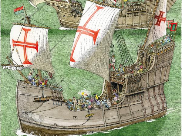 Mit dieser Karavelle verließ Fernando Magellan den Hafen von Lissabon.