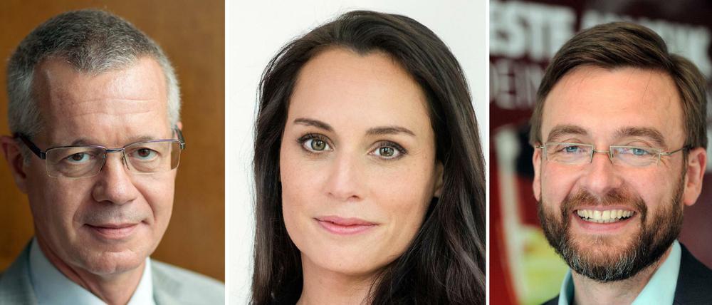 Weiter im Rennen um die Intendanz des Saarländischen Rundfunks: Rainald Becker, ARD-Chefredakteur (links), Armgard Müller-Adams, Chefredakteurin des SR, und Martin Grasmück, stellvertretender Programmdirektor, Hörfunkdirektor und Leiter des Programmbereiches SR 1 Europawelle/Junge Angebote des Saarländischen Rundfunks. 