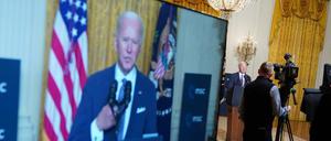 US-Präsident Joe Biden bei seiner Rede zur virtuellen Münchner Sicherheitskonferenz.