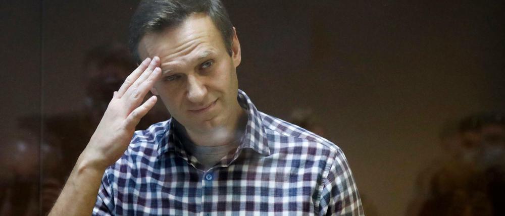 Der Kreml-Kritiker Alexej Nawalny am Samstag in einem Moskauer Bezirksgericht.