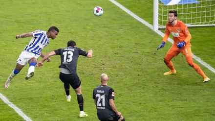 Jhon Cordoba ist Herthas torgefährlichster Stürmer, hier erzielt er seinen letzten Treffer gegen Werder Bremen.