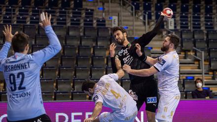 Marko Kopljar und seine Berliner Kollegen hatten wie im Hinspiel viel zu tun gegen Nimes. 