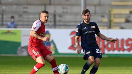 Müde Muskeln. Christopher Lenz (rechts, gegen Freiburgs Jonathan Schmid) fehlte Union in den vergangenen Wochen mehrfach verletzt.
