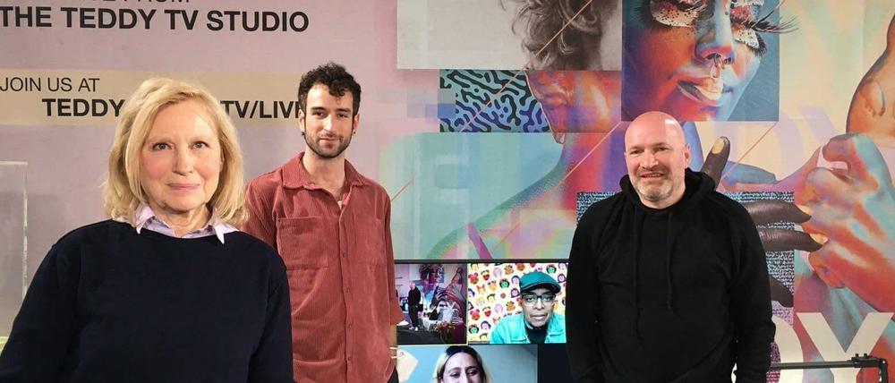 Maren Kroymann, Mehmet Sözer und Johannes Kram (v. l.) beim Teddy-Panel.