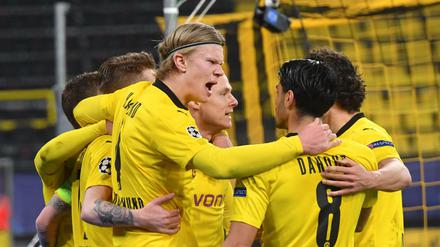 Jubel in Gelb-Schwarz. Erling Haaland traf auch gegen Sevilla für den BVB. 
