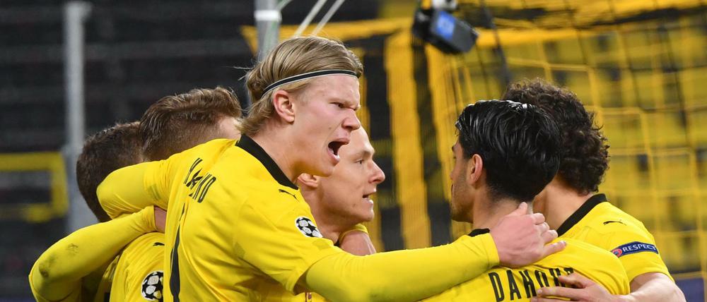 Jubel in Gelb-Schwarz. Erling Haaland traf auch gegen Sevilla für den BVB.