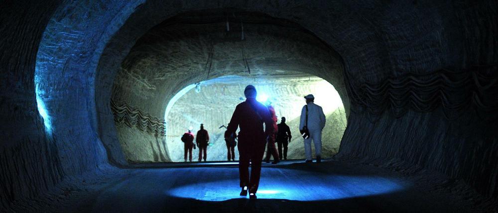 Besucher besichtigen am 03.02.2012 das Erkundungsbergwerk Gorleben.