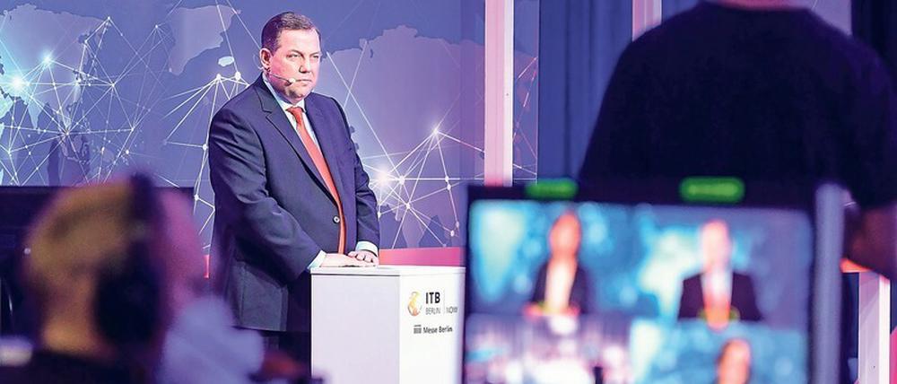 Erfolgreiche Premiere. Martin Ecknig eröffnete in der vergangenen Woche die erste digitale Reisemesse ITB mit gut 3500 Ausstellern aus aller Welt.