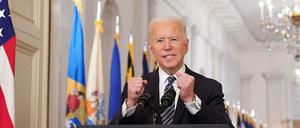 Kämpferischer Optimist: US-Präsident Joe Biden bei der Fernsehansprache zum Impfen und seiner Corona-Strategie. 