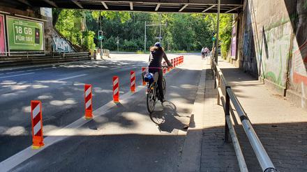 Sicheres Radfahren auch für Kinder auf den Pop-Up-Radwegen, wie am Prellerweg. 