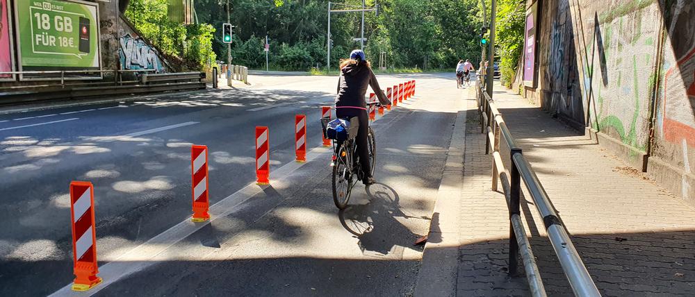Sicheres Radfahren auch für Kinder auf den Pop-Up-Radwegen, wie am Prellerweg.