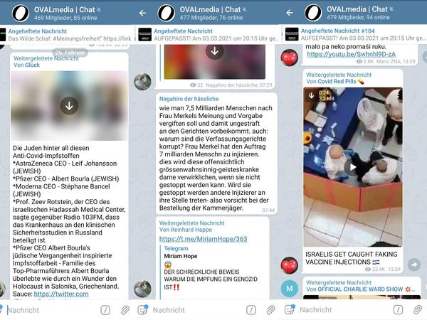 Screenshots aus dem Telegram-Chat von Ovalmedia.