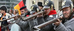Kleindarsteller am Gendarmenmarkt, am 18. März 2008. Damals feierte man ein Geschichtsfestival zum 160. Jubiläum der Märzrevolution.