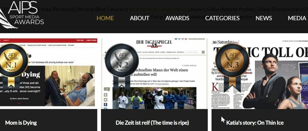 Die drei Gewinner-Texte in der Kategorie "Writing: Best colour piece".