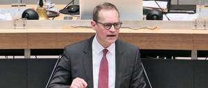 Berlins Regierender Bürgermeister, Michael Müller (SPD), am Donnerstagmorgen während seiner Regierungserklärung. 