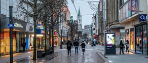 Die Innenstadt von Gelsenkirchen. Auch hier sind die Geschäfte geschlossen. 