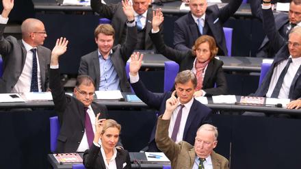 Die AfD-Abgeordneten bei der konstituierenden Sitzung des Bundestages 2017. 