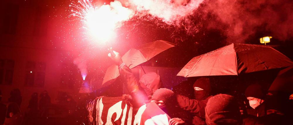 Die autonome Demo am Donnerstagabend in Berlin.