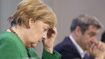 Bundeskanzlerin Angela Merkel (CDU) und Bayerns Ministerpräsident Markus Söder (CSU).