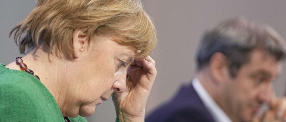 Bundeskanzlerin Angela Merkel (CDU) und Bayerns Ministerpräsident Markus Söder (CSU).