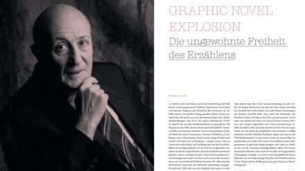 Der Pate des anspruchsvollen Comics: Will Eisner auf einer Doppelseite aus „Will Eisner – Graphic Novel Godfather“.