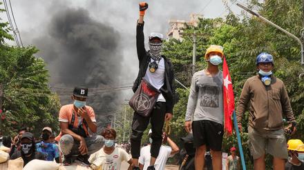 Protest gegen die Militärjunta Myanmars in Yangon