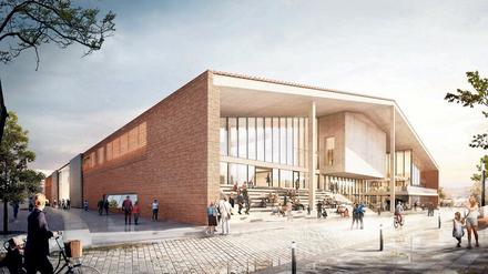 Fassadenwerk. Die Museumsfront zur Philharmonie hin.