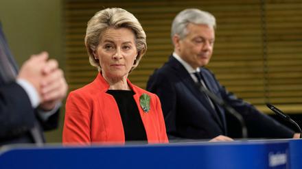 EU-Kommissionpräsidentin Ursula von der Leyen und EU-Justizkommissar Didier Reynders (r.).