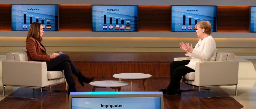 Die Impfkampagne kam zwischen Angela Merkel (r.) und Anne Will (l.) nicht wirklich zum Thema.